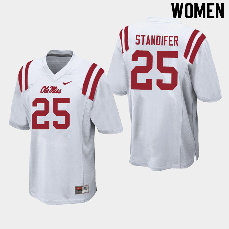 Women #25 Tavario Standifer Ole Miss Rebels College Football Jerseys Sale-White